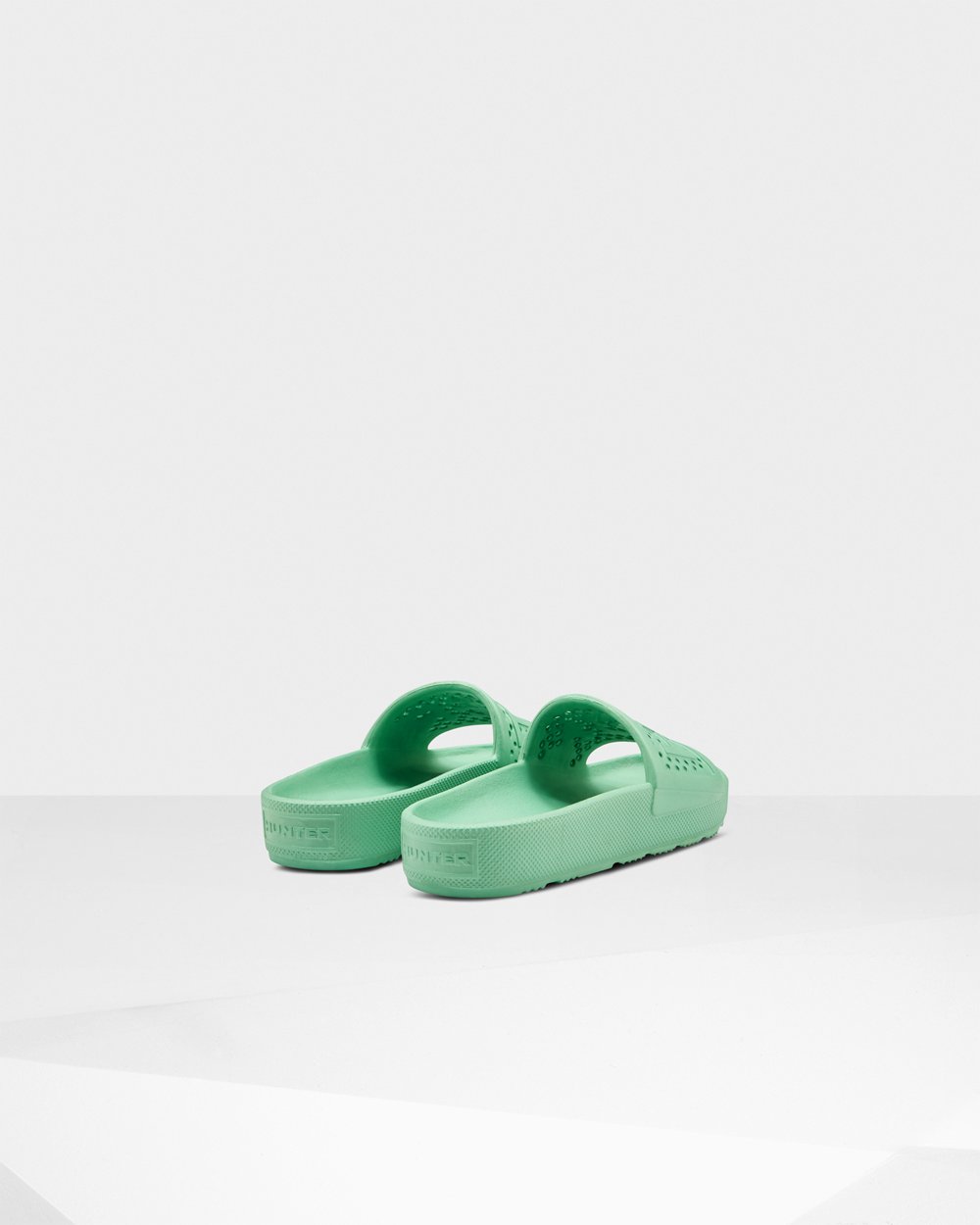 Hunter Original Lightweight Moulded Slides - Sale Womens Green - ZOAGEJ695